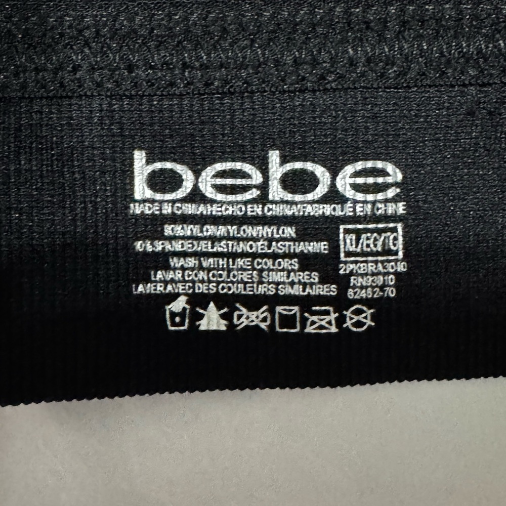 Bebe Black Ribbed Sports Bra with keyhole cutout size XL - Picture 4 of 8